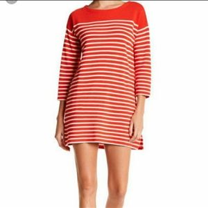 J Crew Red Orange Boatneck Striped Tunic